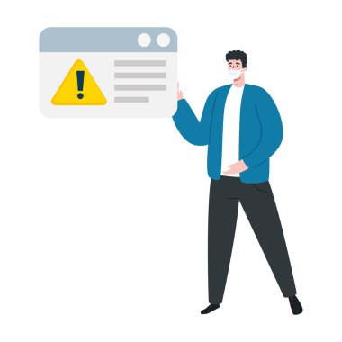 Adam koruyucu maske ve uyarı sinyali kullanıyor.