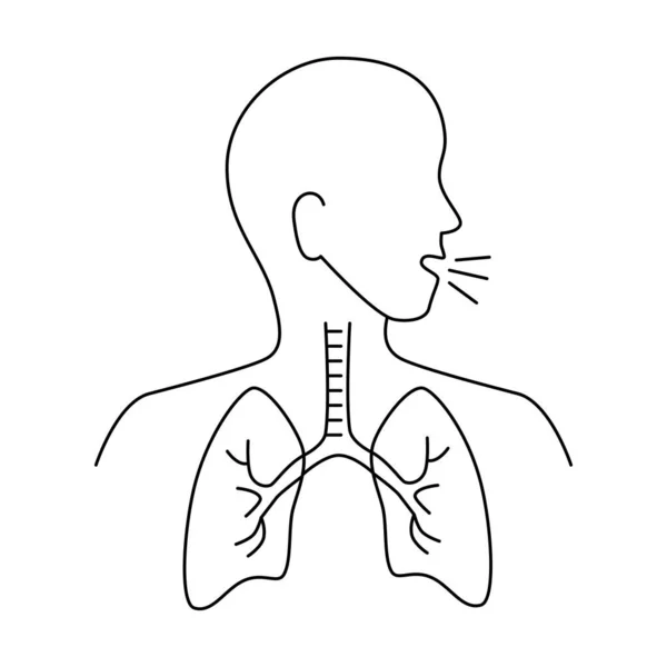 Menschliches inneres Organ in der Brust, Linienstil — Stockvektor