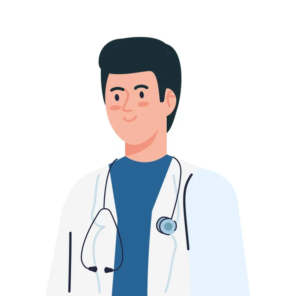 Männlicher Arzt auf weißem Hintergrund — Stockvektor