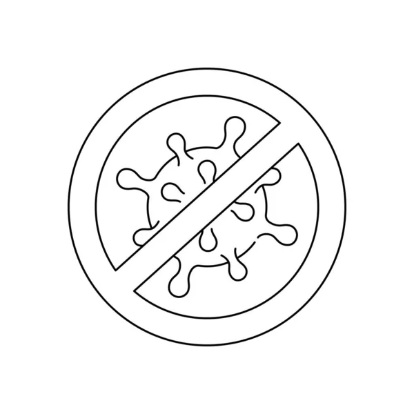 Значок коронавірусної клітини у забороненому знаку, концепт-стоп 2019 стиль лінії ncov — стоковий вектор
