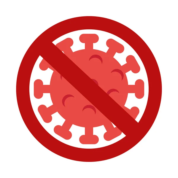 Икона коронавирусной клетки в запрещенном знаке, концепция остановки 2019ncov — стоковый вектор