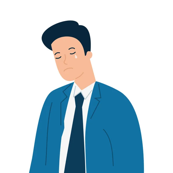 Молодой бизнесмен грустный, в рабочей одежде — стоковый вектор