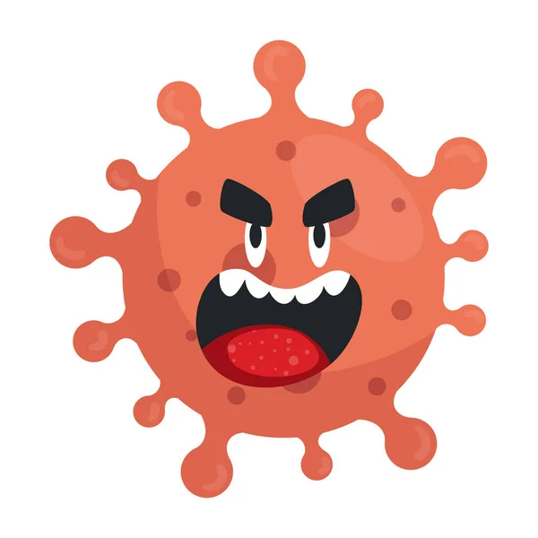 Kartonnen coronavirus emoji, rode cel met gezicht, covid 19 emoticon — Stockvector