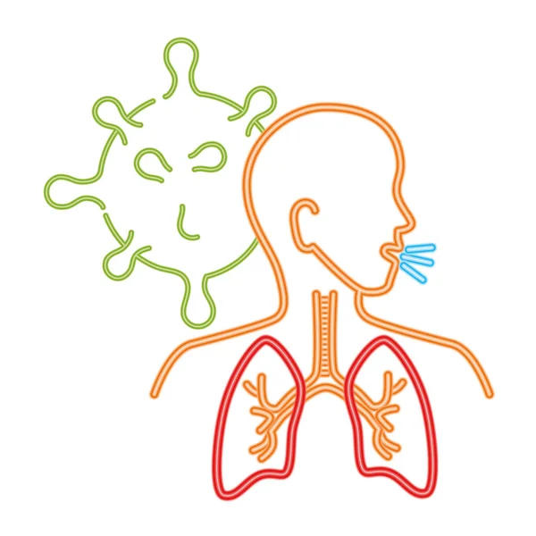 Koronawirus choroby płuc, zakażenie cząsteczek płuc u ludzi, w stylu liniowym — Wektor stockowy