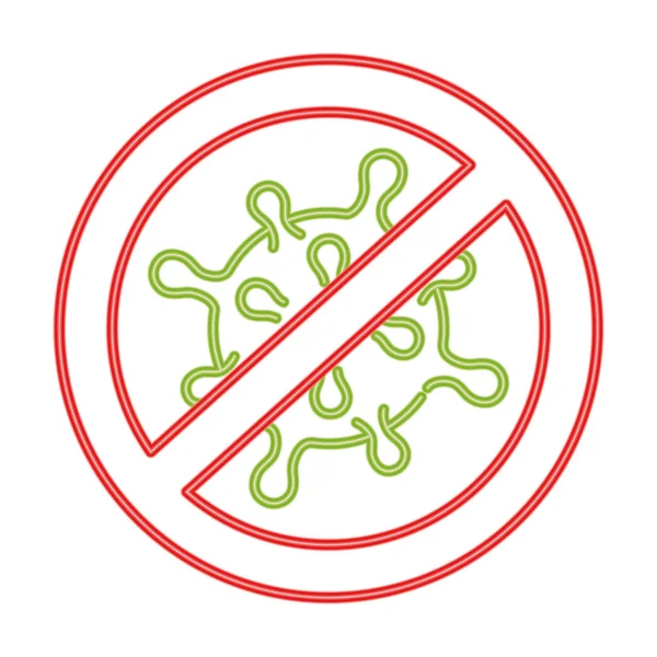 Icône de cellule de coronavirus dans le signe interdit, concept stop 2019 style de ligne ncov — Image vectorielle