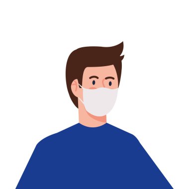 Adam, Coperid 19 'un korunması için koruyucu maske kullanıyor.