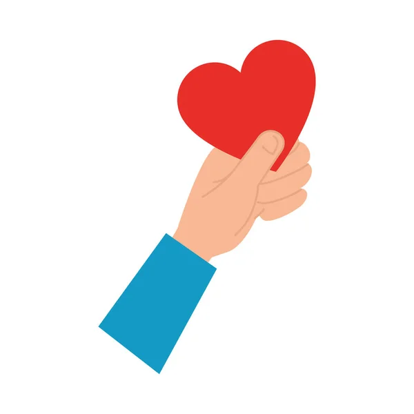 Kéz ad szeretet szimbólum, kéz gazdaság szív alakja — Stock Vector