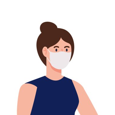 Kadın, Coperid 19 'a karşı tıbbi koruyucu maske kullanıyor.