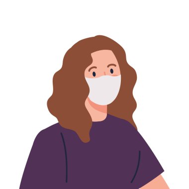 Kadın, Coperid 19 'a karşı tıbbi koruyucu maske kullanıyor.