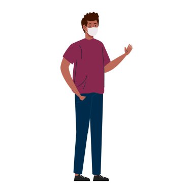 Adam, Coperid 19 'un korunması için koruyucu maske kullanıyor.