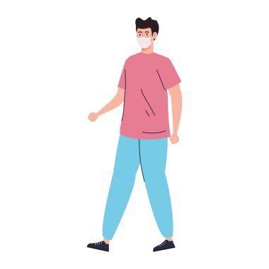 Adam, Coperid 19 'un korunması için koruyucu maske kullanıyor.