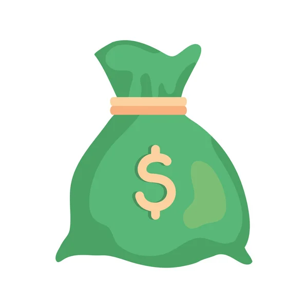 Bolsa de dinero, moneybag simple de dibujos animados y signo de dólar — Vector de stock