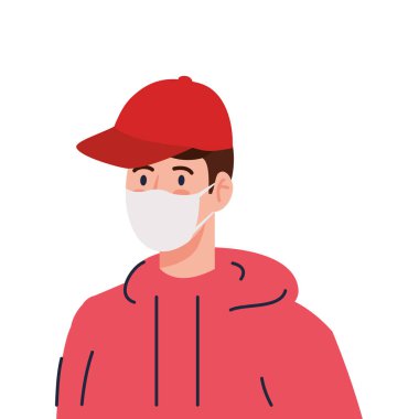 Adam, Coperid 19 'un korunması için koruyucu maske kullanıyor.