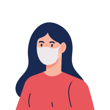 Kadın, Coperid 19 'a karşı tıbbi koruyucu maske kullanıyor.