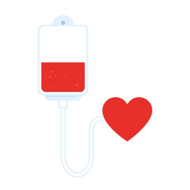 Kan torbası ve kalp, kan bağışı konsepti, kan bağışı.