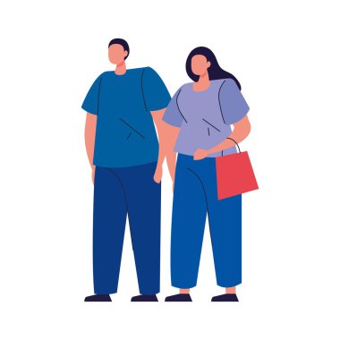 Birbirini seven çift, tapılası çift, kadın ve erkek beyaz arka planda mutlu.