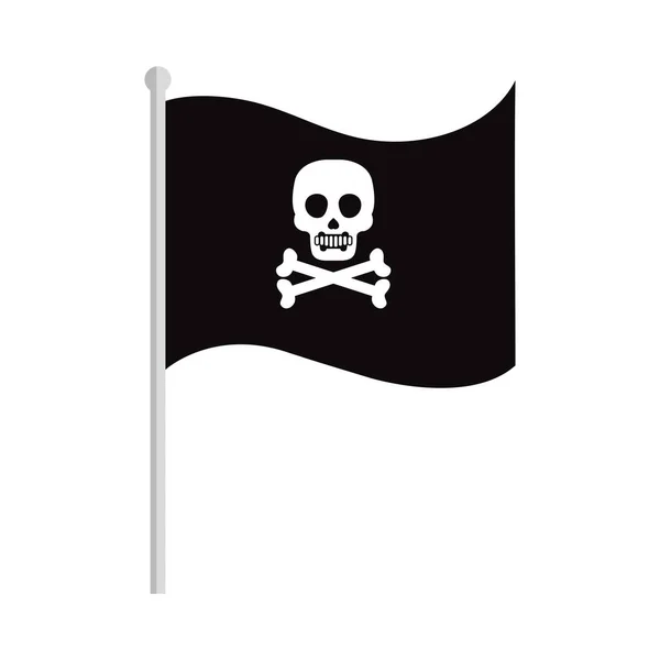 Bandeira pirata com um crânio e ossos sobre fundo branco —  Vetores de Stock