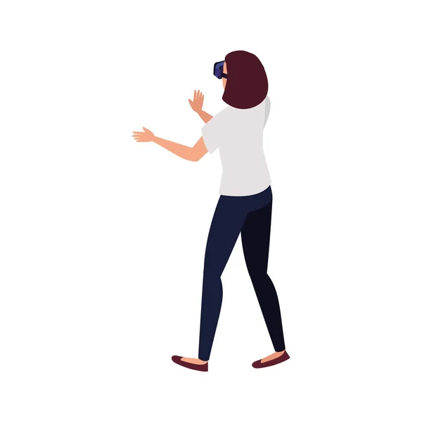 Vrouw met bril virtual reality op witte achtergrond — Stockvector