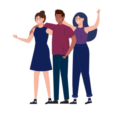 Erkek ve kadın birlikte, mutlu, insanlar, mutluluk ve arkadaşlık, erkek ve kadın karakterler