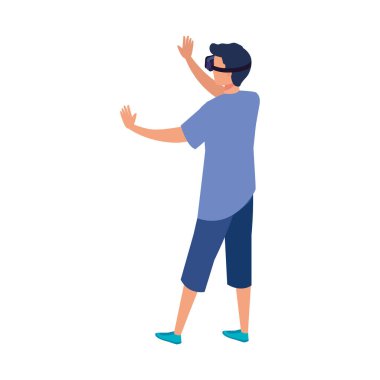 Gözlüklü adam beyaz arka planda sanal gerçeklik