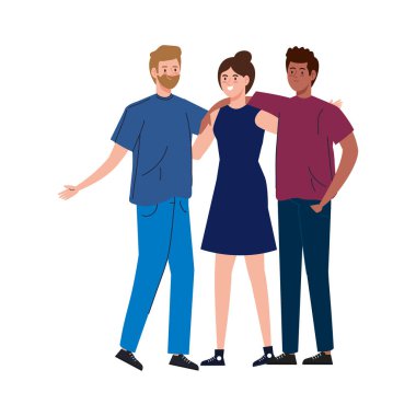 Erkek ve kadın birlikte, mutlu, insanlar, mutluluk ve arkadaşlık, erkek ve kadın karakterler