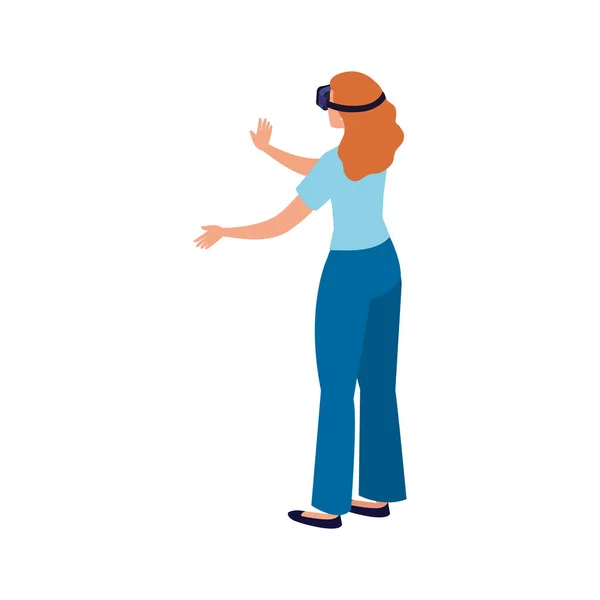 Žena s brýlemi virtuální realita na bílém pozadí — Stockový vektor