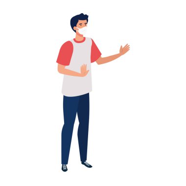 Adam, Coperid 19 'un korunması için koruyucu maske kullanıyor.