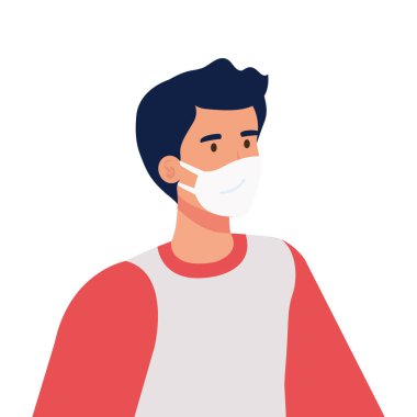 Adam, Coperid 19 'un korunması için koruyucu maske kullanıyor.