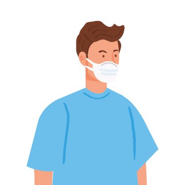 Adam, Coperid 19 'un korunması için koruyucu maske kullanıyor.