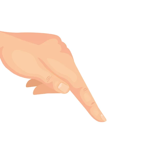 Main avec doigt pointant vers le bas sur fond blanc — Image vectorielle