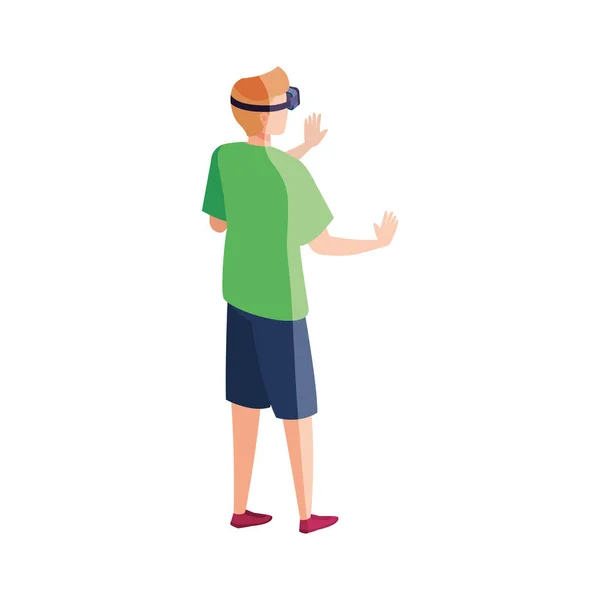 Mężczyzna z okularami wirtualna rzeczywistość na białym tle — Wektor stockowy