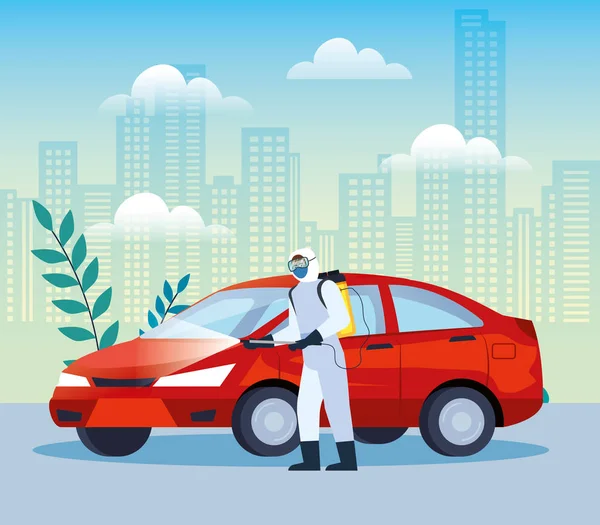 Services de désinfection automobile pour la maladie covid 19 — Image vectorielle