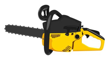 Beyaz zemin üzerine sarı chainsaw