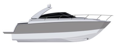 Beyaz arka plan üzerinde beyaz Motorlu tekne
