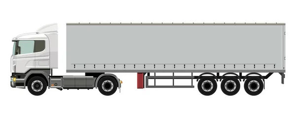 Camion alb cu remorcă — Vector de stoc