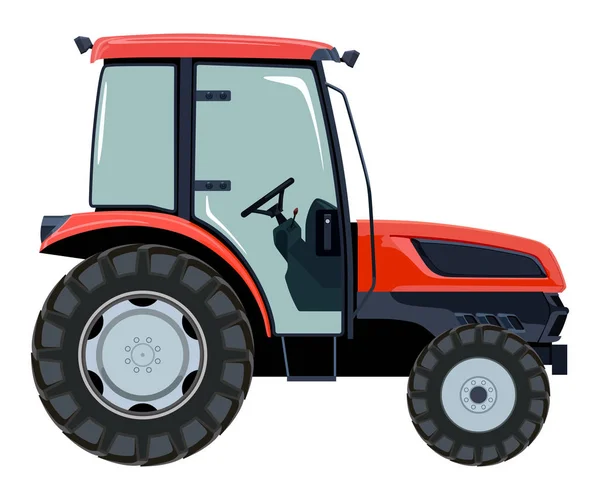 Tractor rojo un lado — Vector de stock