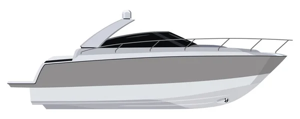 Weißes Motorboot auf weißem Hintergrund — Stockvektor