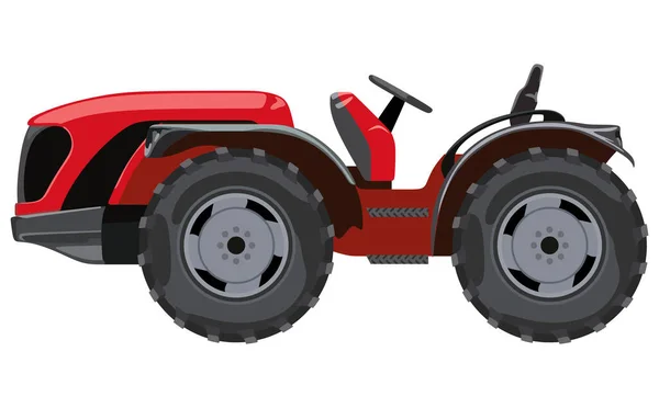 Tractor Rojo Una Vista Lateral Sobre Fondo Blanco — Vector de stock