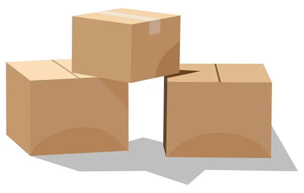 Pile Cardboard Boxes White Background — Stock Vector