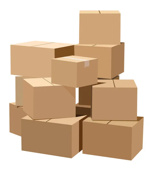 Pile Cardboard Boxes White Background Royalty Free Stock Illustrations