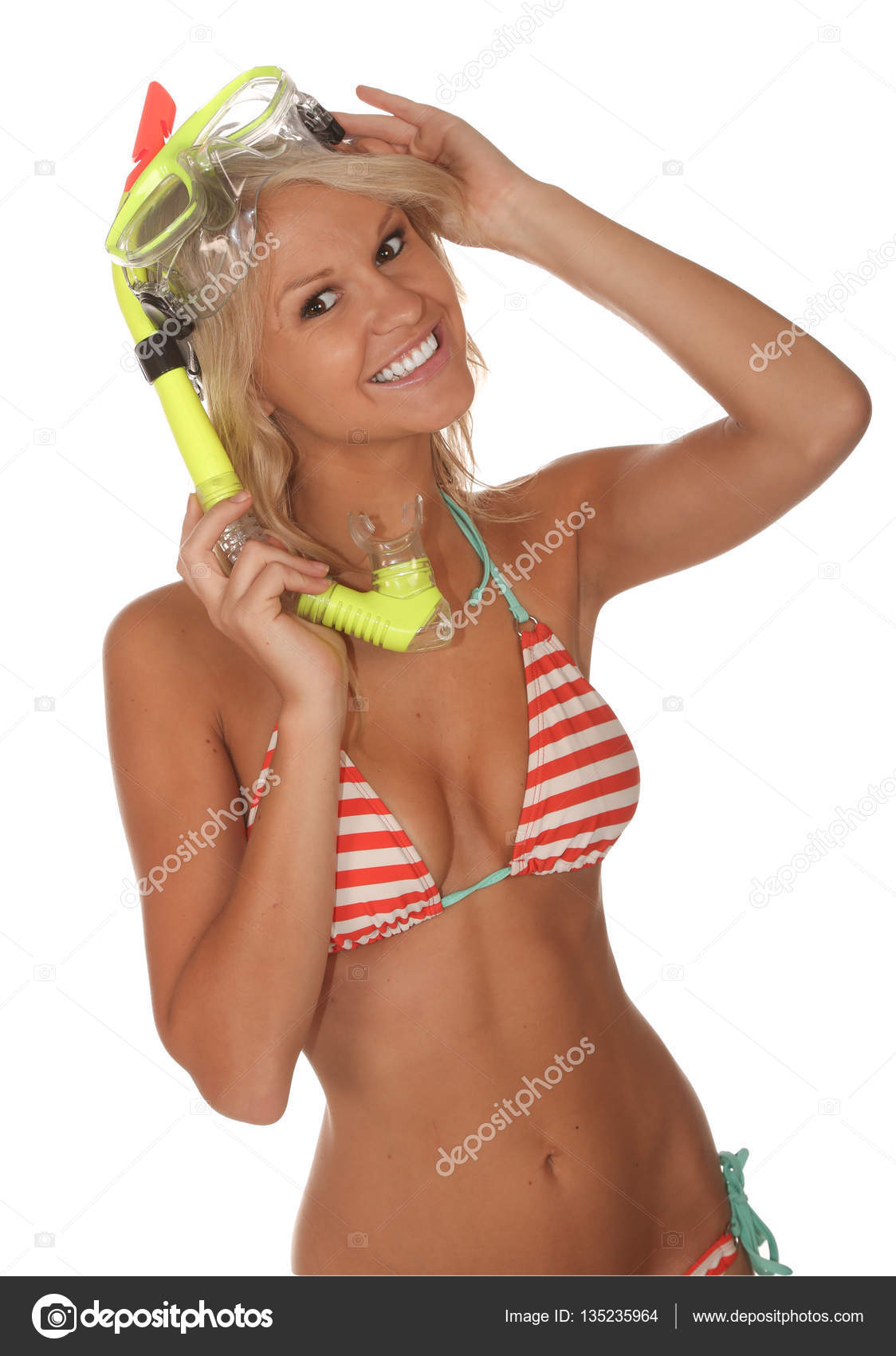 Pretty Bikini Girl With A Scuba Mask And Snorkel In Striped Bikini And Lovely Smile Photo By Fouroaks Pretty Bikini Girl With A Scuba Mask And Snorkel In Striped Bikini And Lovely Smile Photo By Fouroaks