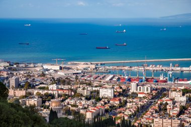 Hayfa Bay gemilerle. İsrail.