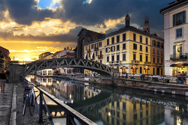 urban life around Navigli district Milano spirit