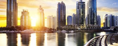 Cityscape of Dubai at night, United Arab Emirates 