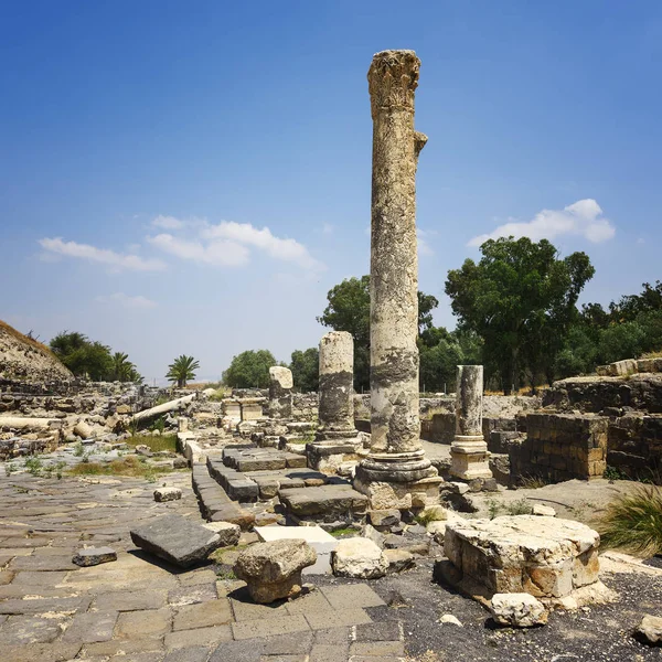 Reruntuhan kota Romawi kuno Bet Shean, Israel — Stok Foto