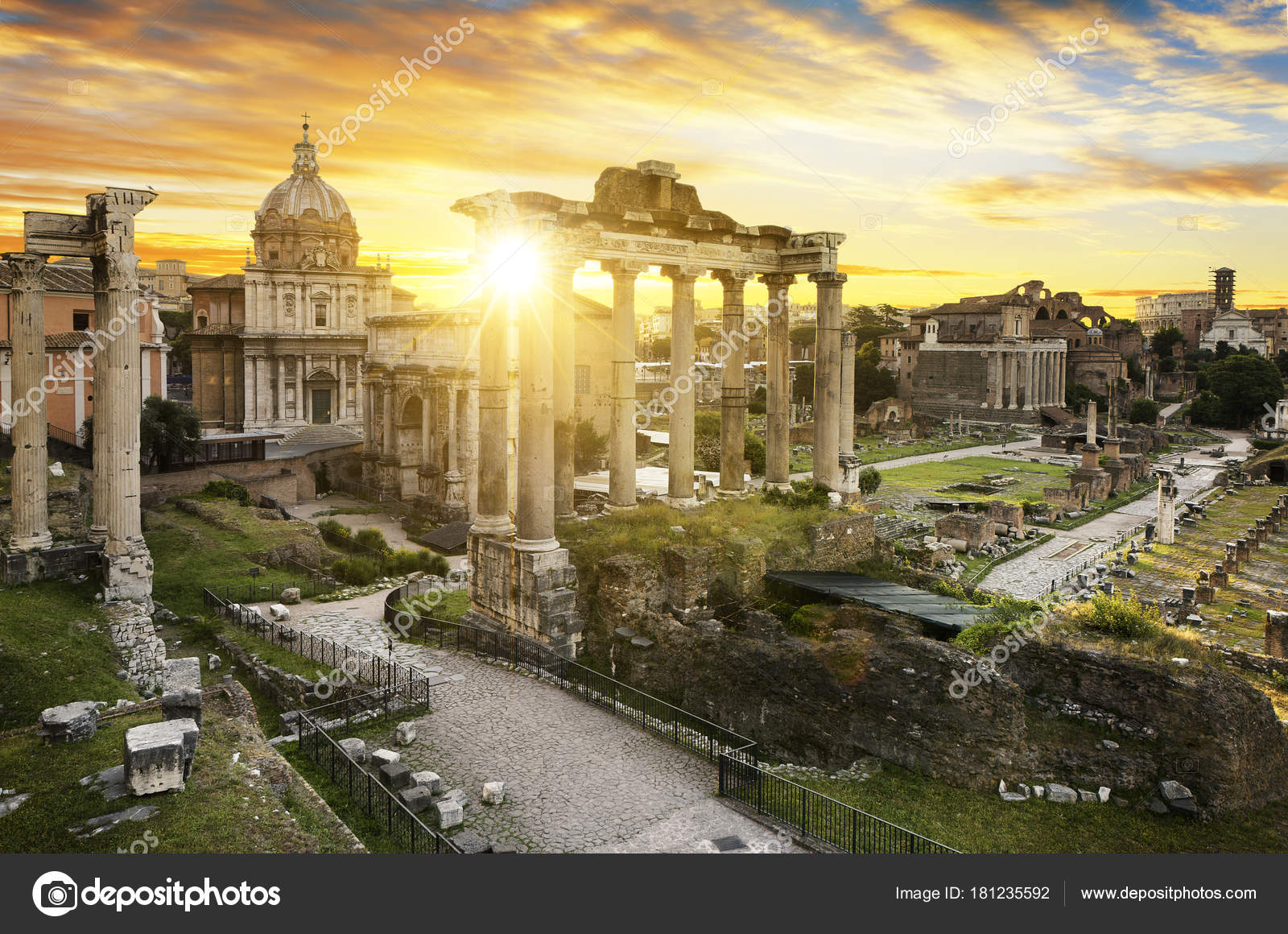 Lever Du Soleil De Bu De Rome Ville Italie Photographie