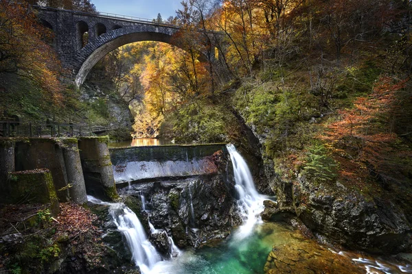 Vintgar waterfall and canyon, Slovenia — Stock Photo, Image