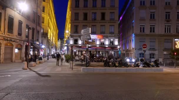 Lyon Francia Mayo 2018 Timelipse Night View Lyon City Fourviere — Vídeo de stock