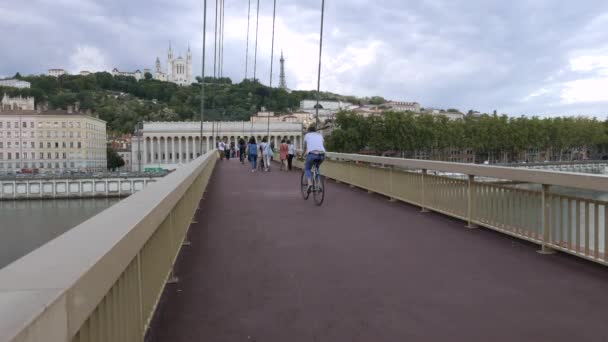 Lyon Frankreich Mai 2018 Nachtansicht Von Der Stadt Lyon Der — Stockvideo