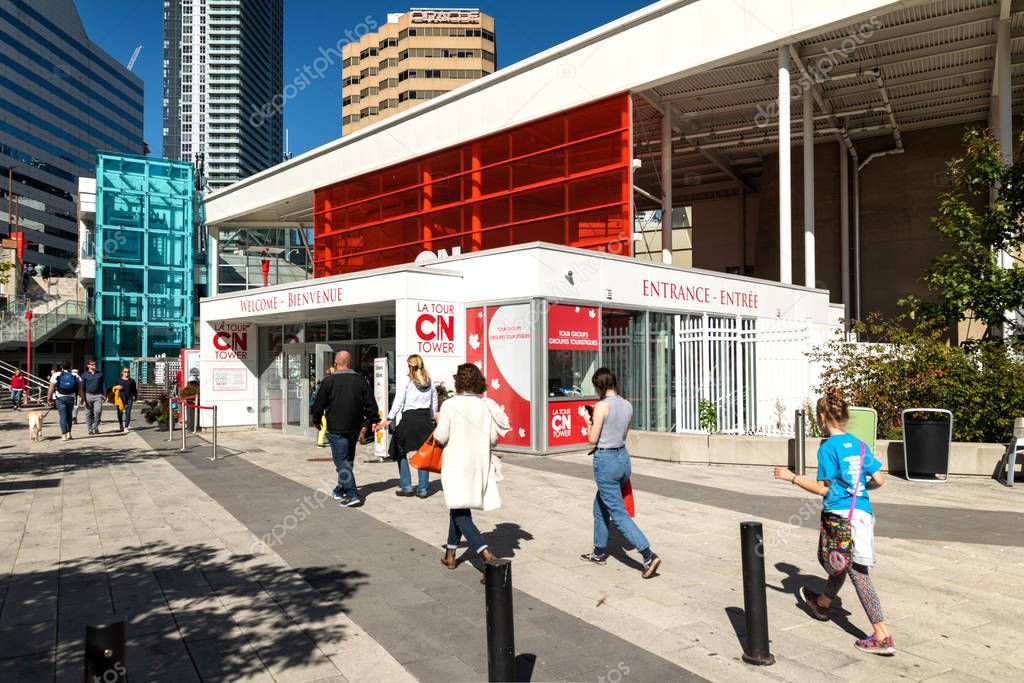 October 10, 2018, Toronto, Ontario, Canada : Entrance zone of the famous CN tower in Toronto, Ontario Canada